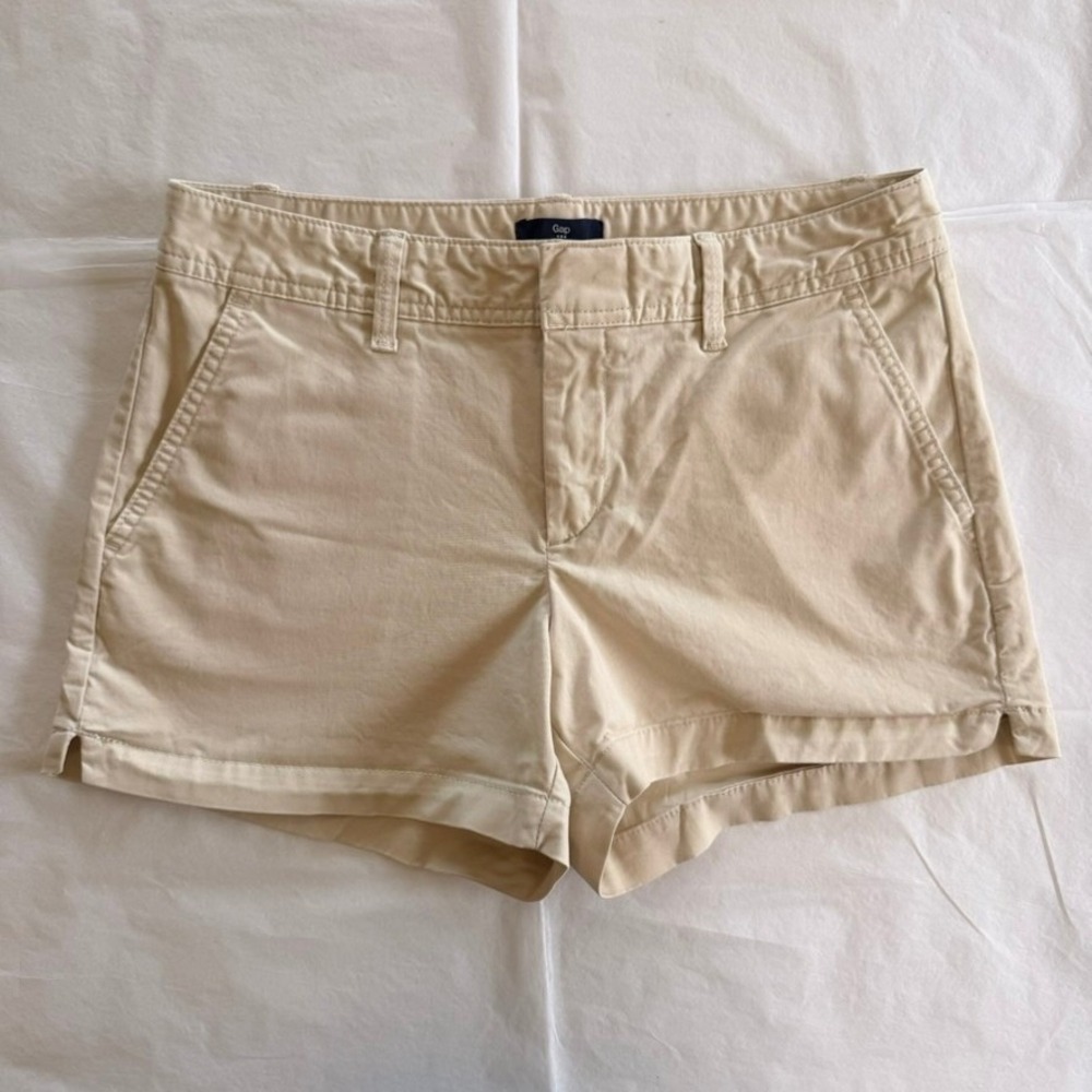 Gap Chino Shorts Women Size 4 Khaki Excellent Stretch Cotton Casual Summer